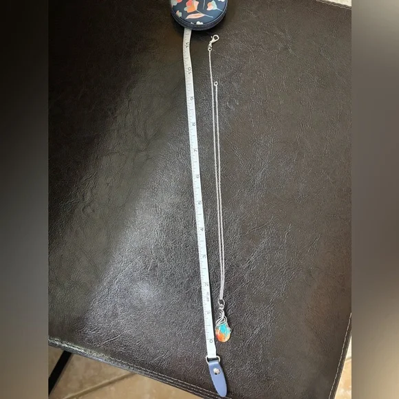 💥2/$24 or 3/$30💥 Silver Necklace with Turquoise and Orange Mosiac Stone. NWT - Picture 6 of 7